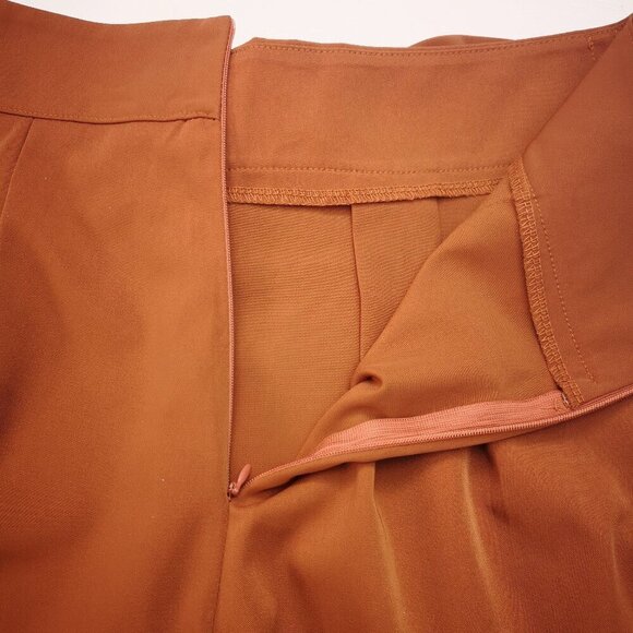 Shein Ladies Size Medium Rust Color Tie Front Straight Leg Back Zipper Pants - Picture 6 of 9
